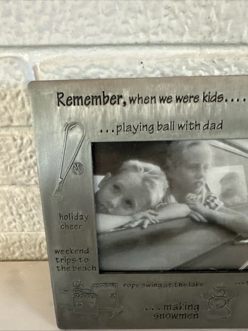 Fetco PEWTER REMEMBER WHEN WE WERE KIDS Picture Frame 4X6 NEW